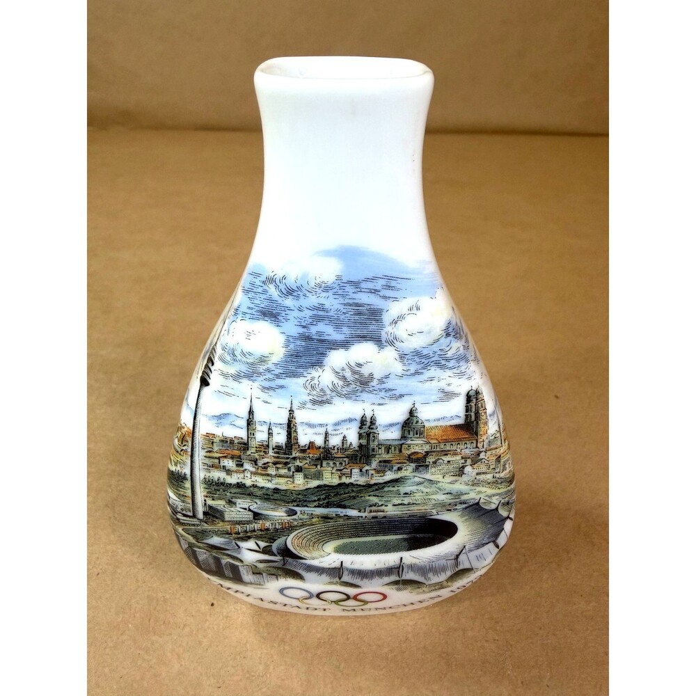 Vintage AK Kaiser Porcelain Bud Vase 1972 Munich Olympics Olympiastadt Munchen